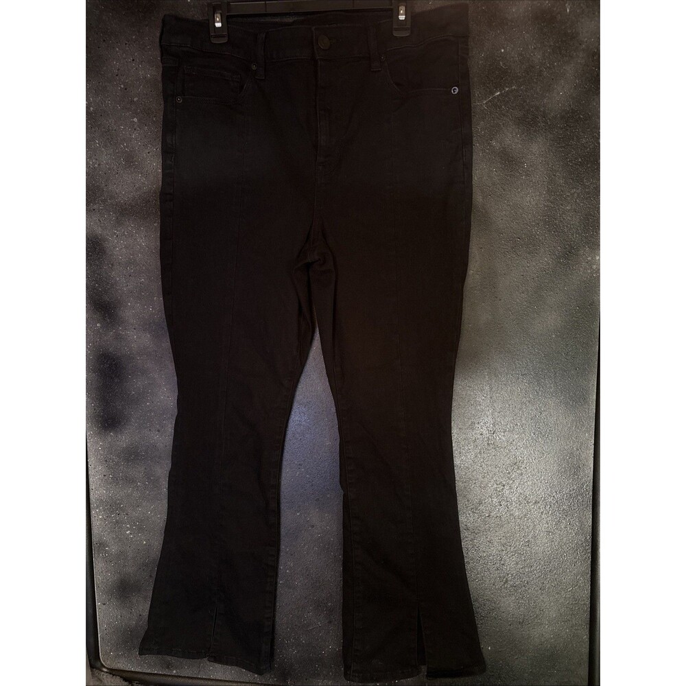 American eagle High Rise Skinny Kick Next Level Stretch Black Jeans Sz 18 Short